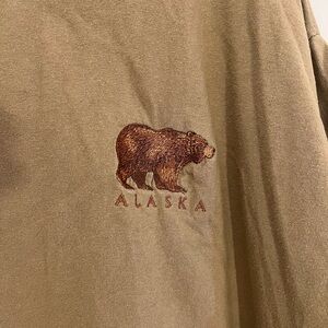 VINTAGE Alstyle XL Alaska Embroidered Brown Bear Brown Men's T-Shirt